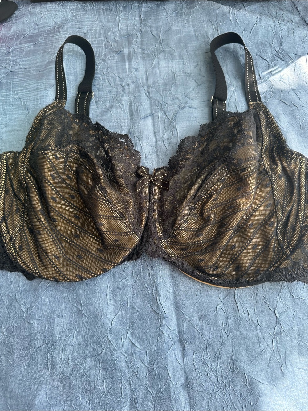 Chantelle Black Lace Bra with Gold Detail